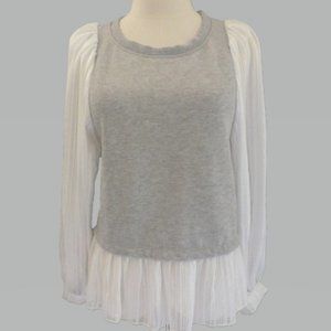 Anthropologie P Gray with White Sleeve and Hem Top